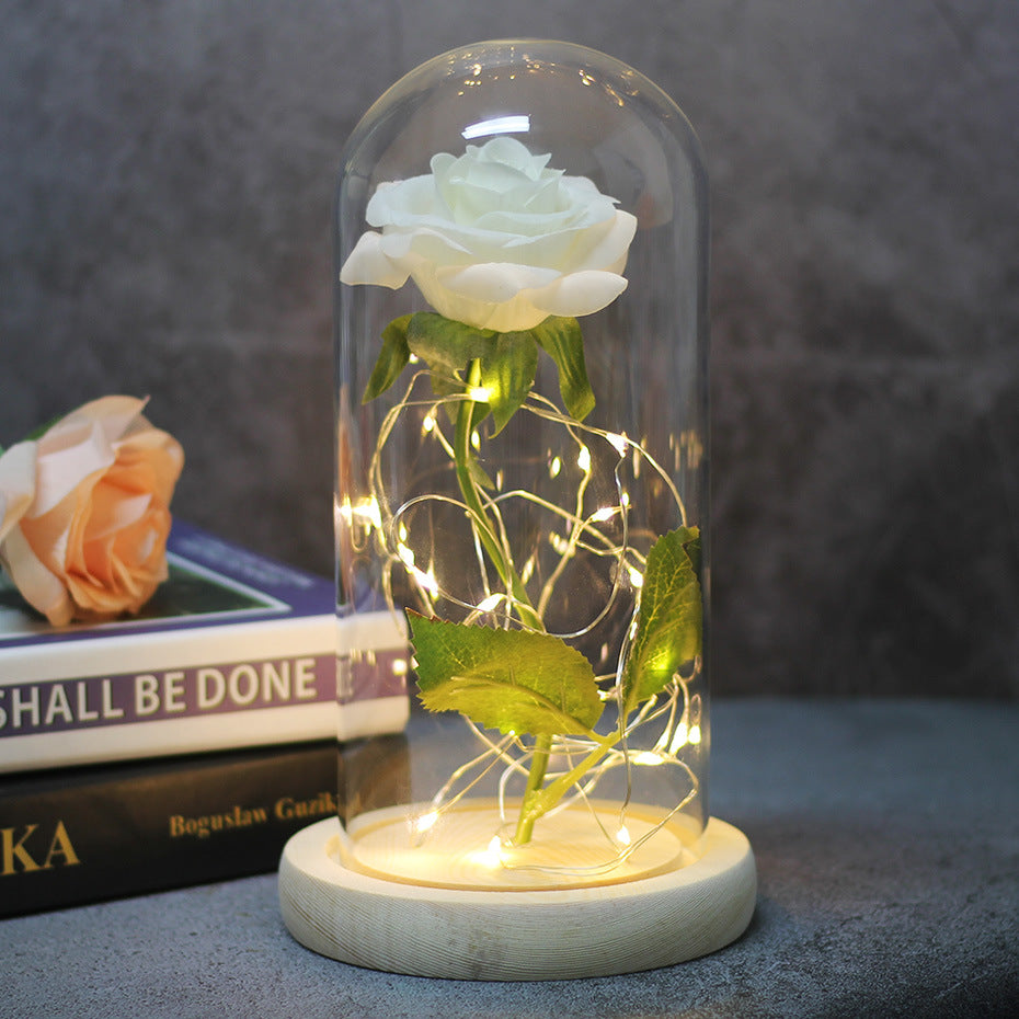 Immortal Simulation Rose Glass Cover, LED- light