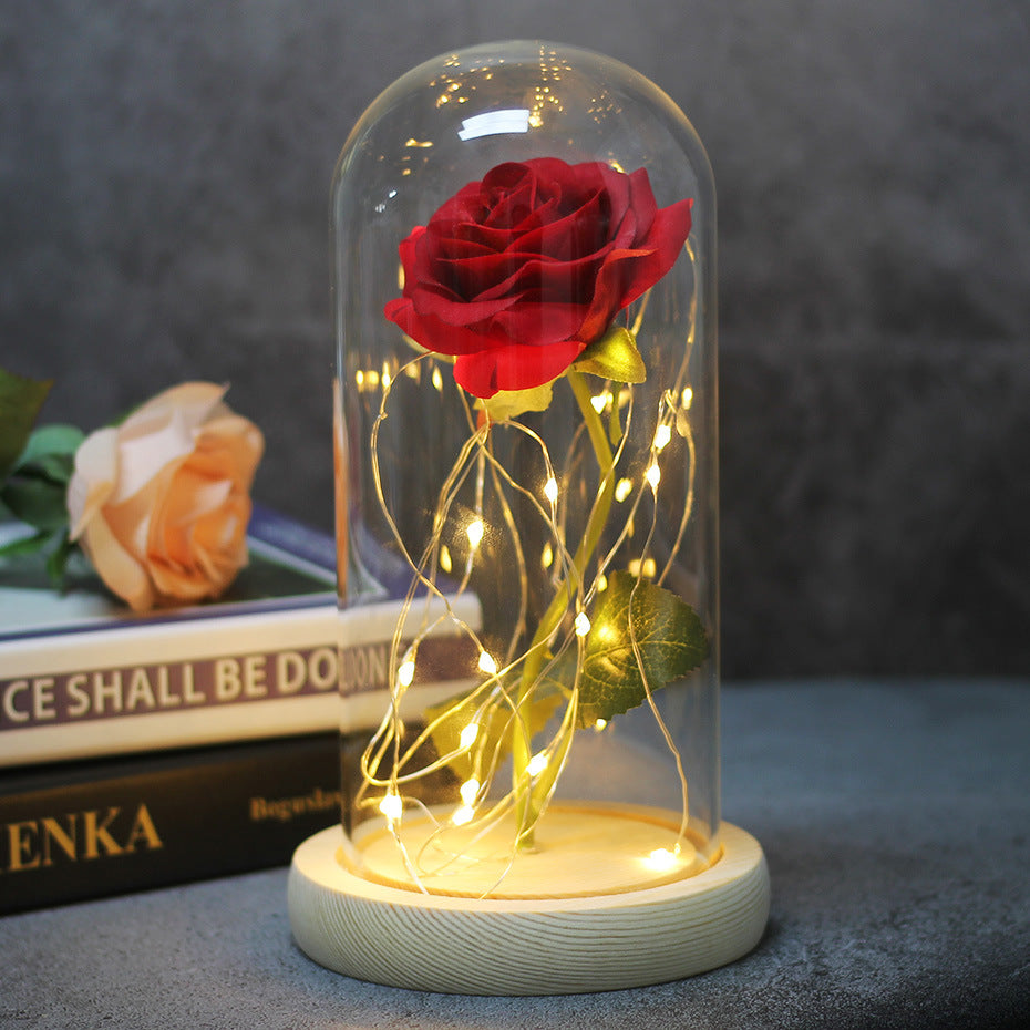 Immortal Simulation Rose Glass Cover, LED- light