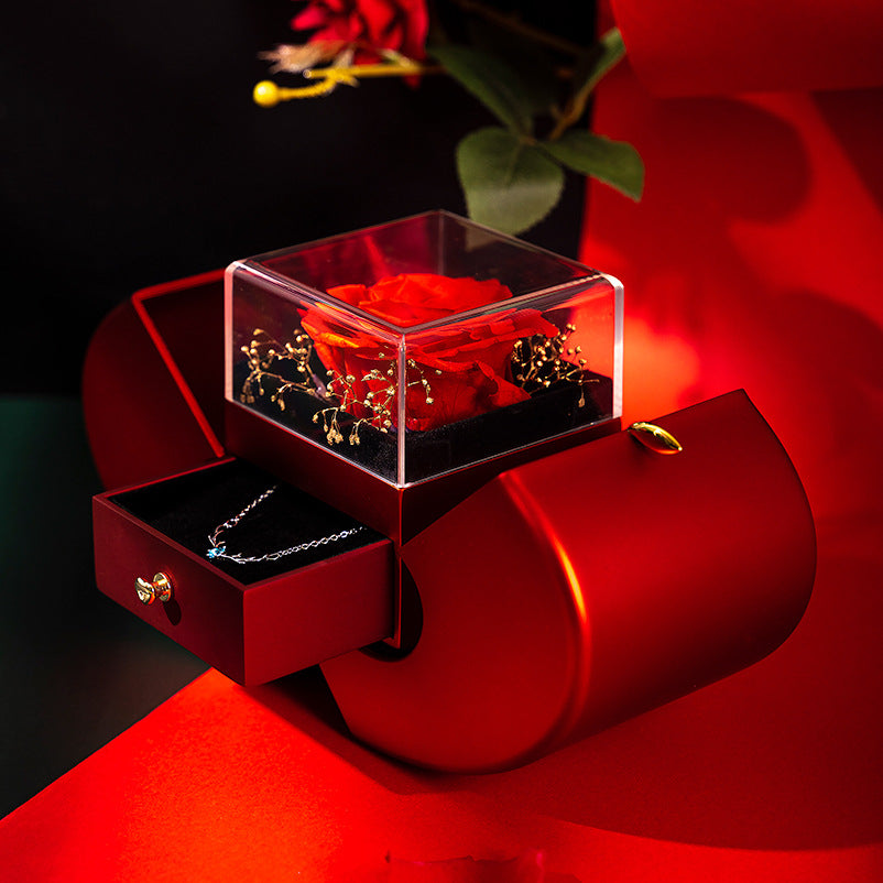 Valentinstag Geschenk - Rote Apfel Schmuck Rosen Box