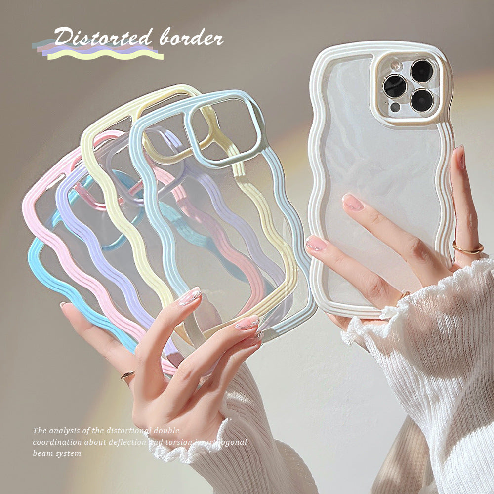 Wave Border Phone Case, Simple Candy Color