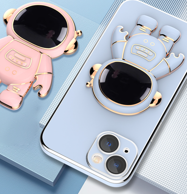 3D Astronaut Phone Case Anti-Drop Electroplating Bracket